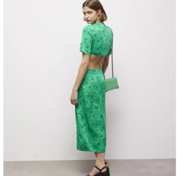 The Kooples Vibrant Green Floral Midi Dress - Picture 6 of 14